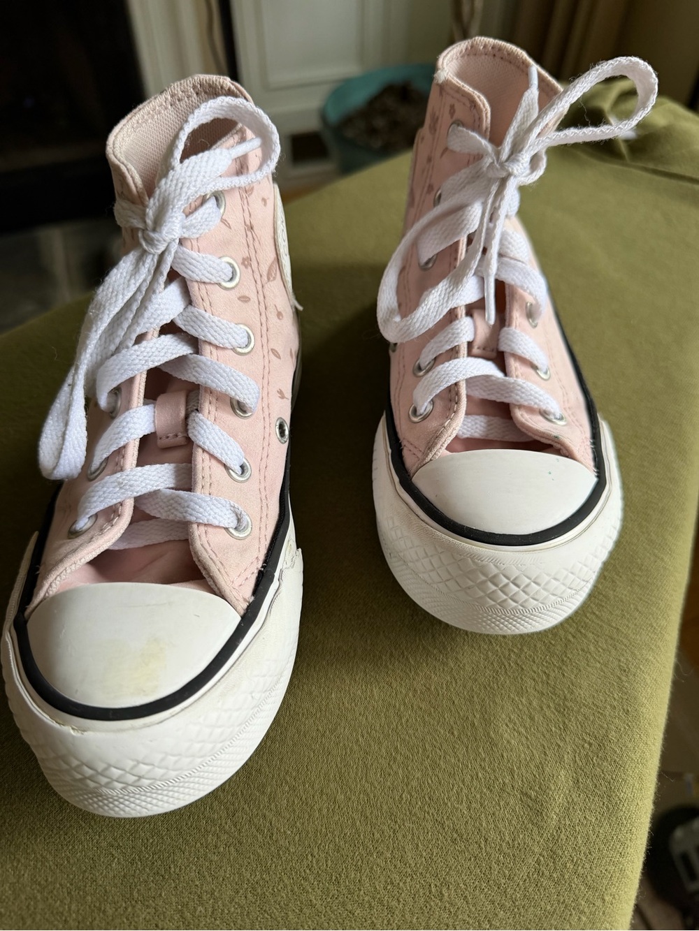 Converse Kids Pink High-Top Canvas Sneakers with White Laces